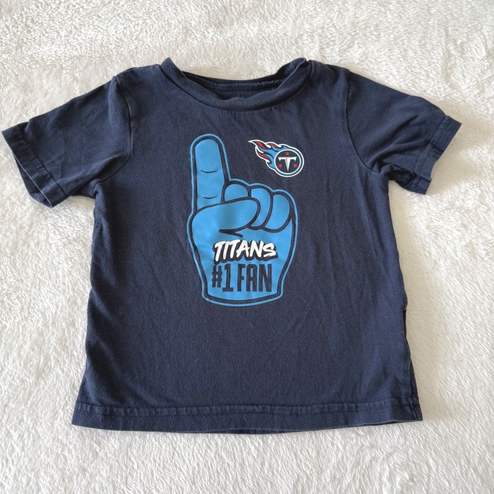 NFL Tennessee Titans #1 Fan T Shirt Toddler 2T Blue Short Sleeve‎ Cotton